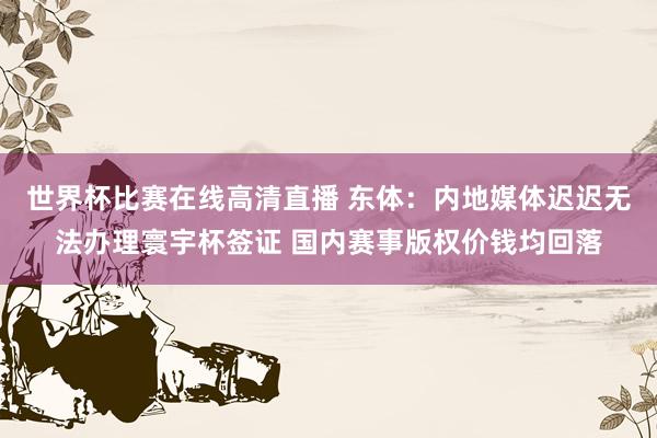世界杯比赛在线高清直播 东体：内地媒体迟迟无法办理寰宇杯签证 国内赛事版权价钱均回落