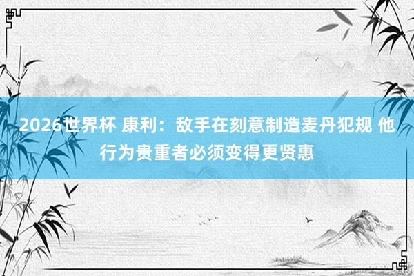 2026世界杯 康利：敌手在刻意制造麦丹犯规 他行为贵重者必须变得更贤惠
