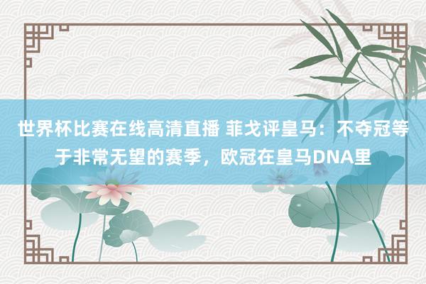 世界杯比赛在线高清直播 菲戈评皇马：不夺冠等于非常无望的赛季，欧冠在皇马DNA里