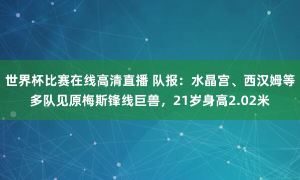 世界杯比赛在线高清直播 队报：水晶宫、西汉姆等多队见原梅斯锋线巨兽，21岁身高2.02米