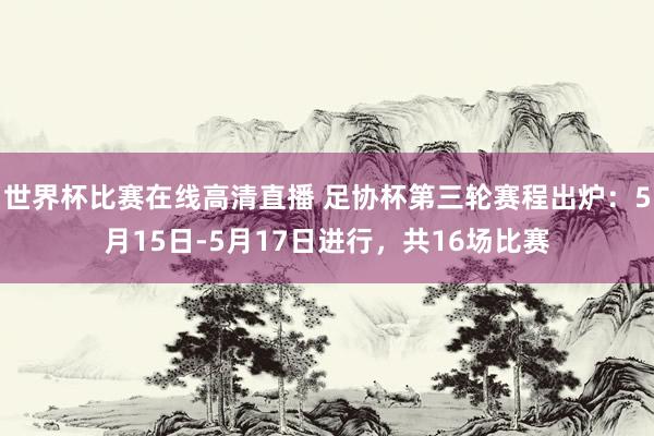 世界杯比赛在线高清直播 足协杯第三轮赛程出炉：5月15日-5月17日进行，共16场比赛