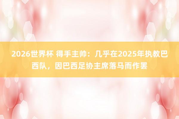 2026世界杯 得手主帅：几乎在2025年执教巴西队，因巴西足协主席落马而作罢