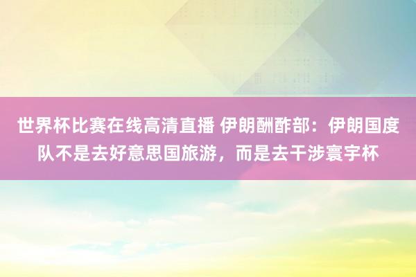 世界杯比赛在线高清直播 伊朗酬酢部：伊朗国度队不是去好意思国旅游，而是去干涉寰宇杯