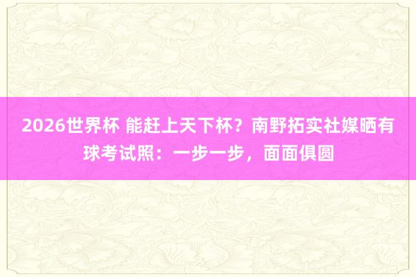 2026世界杯 能赶上天下杯？南野拓实社媒晒有球考试照：一步一步，面面俱圆