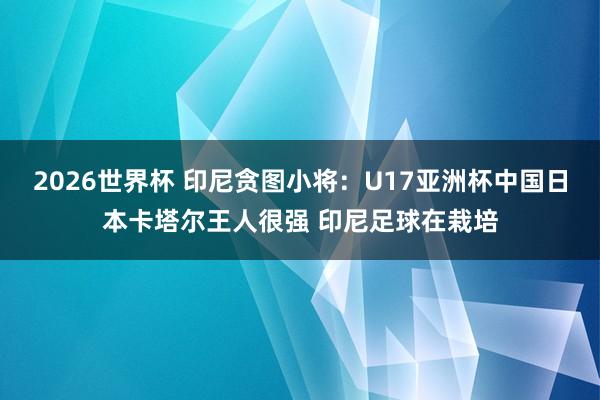 2026世界杯 印尼贪图小将：U17亚洲杯中国日本卡塔尔王人很强 印尼足球在栽培