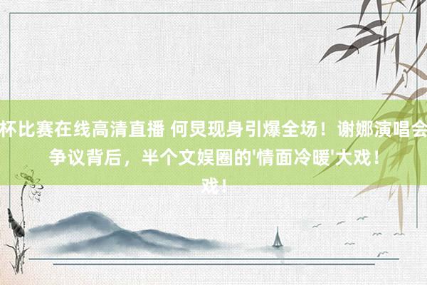 世界杯比赛在线高清直播 何炅现身引爆全场！谢娜演唱会票价争议背后，半个文娱圈的'情面冷暖'大戏！