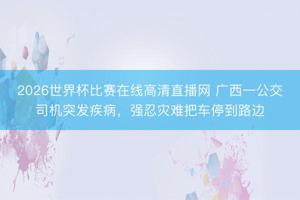2026世界杯比赛在线高清直播网 广西一公交司机突发疾病，强忍灾难把车停到路边