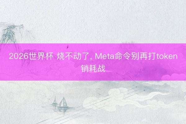 2026世界杯 烧不动了， Meta命令别再打token销耗战