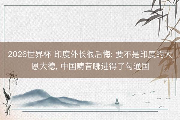 2026世界杯 印度外长很后悔: 要不是印度的大恩大德, 中国畴昔哪进得了勾通国