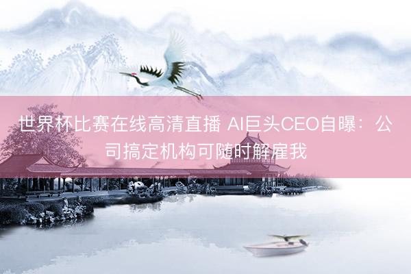 世界杯比赛在线高清直播 AI巨头CEO自曝:公司搞定机构可随时解雇我